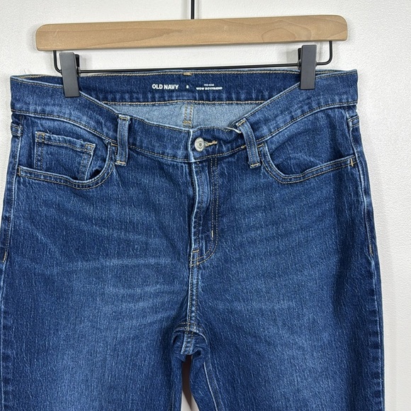 Old Navy Mid Rise Wow Straight Leg Boyfriend Women's Dark Blue Jeans Size 8 - Picture 2 of 6